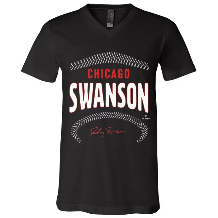 Dansby Swanson Chicago Name & Number V-Neck T-Shirt