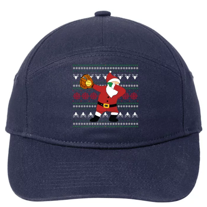 Dabbing Santa Christmas Softball Ugly Xmas Gift 7-Panel Snapback Hat