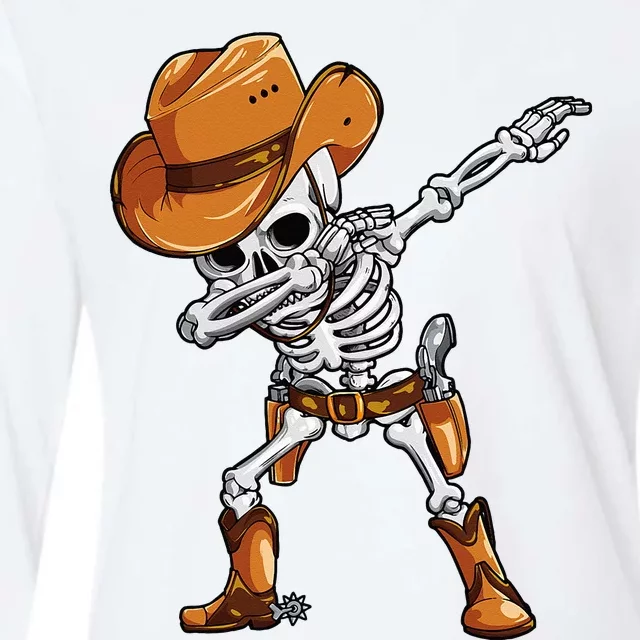 Dabbing Skeleton Cowboy Halloween Men Funny Dab Dance Womens Cotton Relaxed Long Sleeve T-Shirt