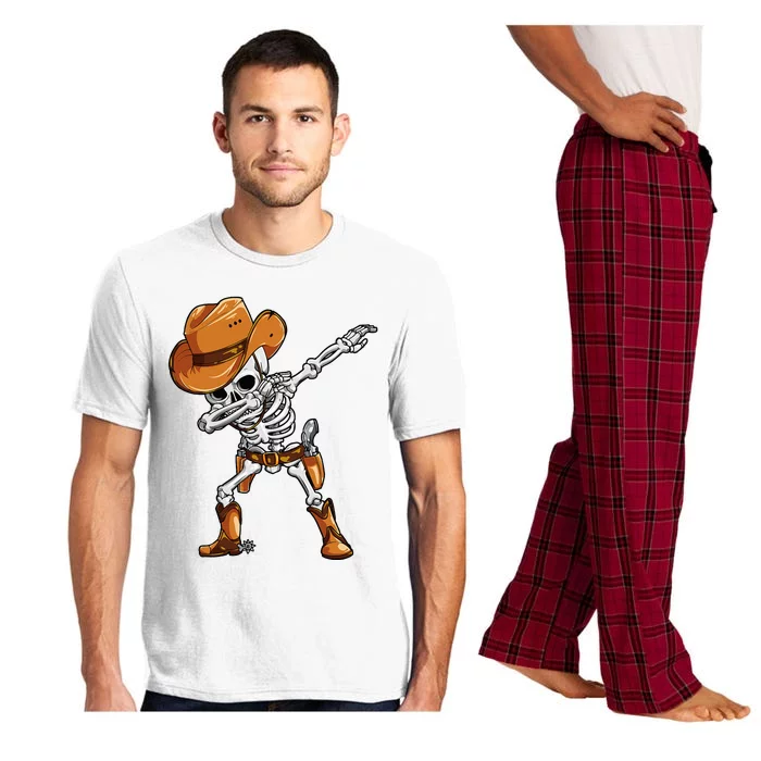 Dabbing Skeleton Cowboy Halloween Men Funny Dab Dance Pajama Set