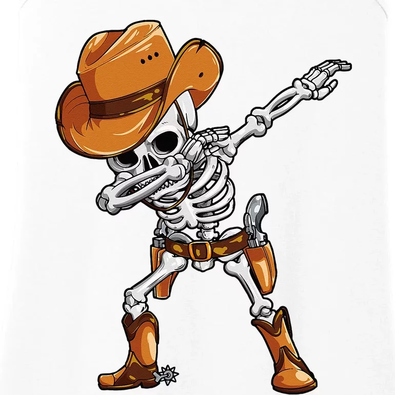 Dabbing Skeleton Cowboy Halloween Men Funny Dab Dance Ladies Essential Tank