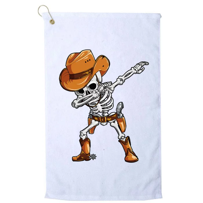 Dabbing Skeleton Cowboy Halloween Men Funny Dab Dance Platinum Collection Golf Towel