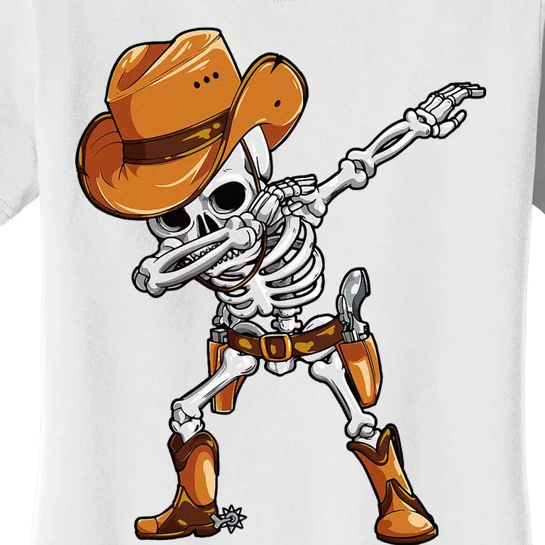 Dabbing Skeleton Cowboy Halloween Men Funny Dab Dance Women's T-Shirt