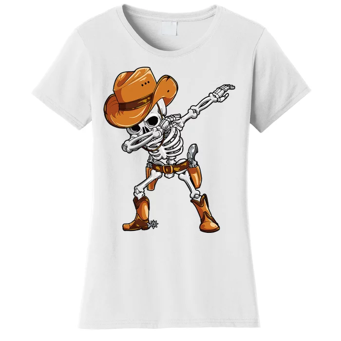 Dabbing Skeleton Cowboy Halloween Men Funny Dab Dance Women's T-Shirt