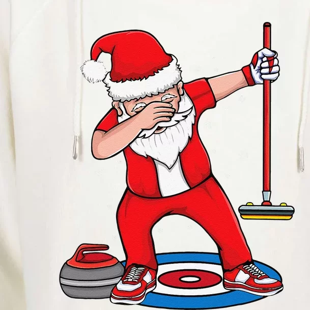 Dabbing Santa Curling Player Curling Broom Curler Curling Womens Funnel Neck Pullover Hood