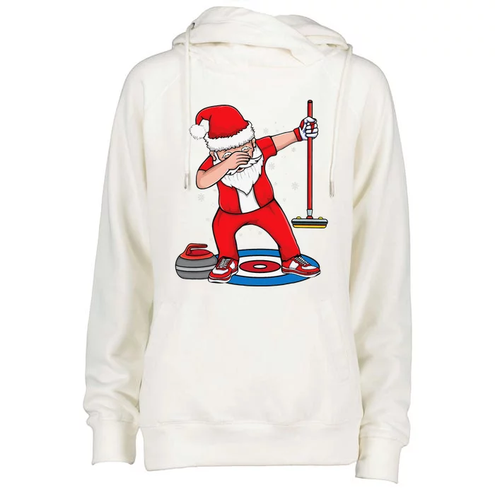 Dabbing Santa Curling Player Curling Broom Curler Curling Womens Funnel Neck Pullover Hood