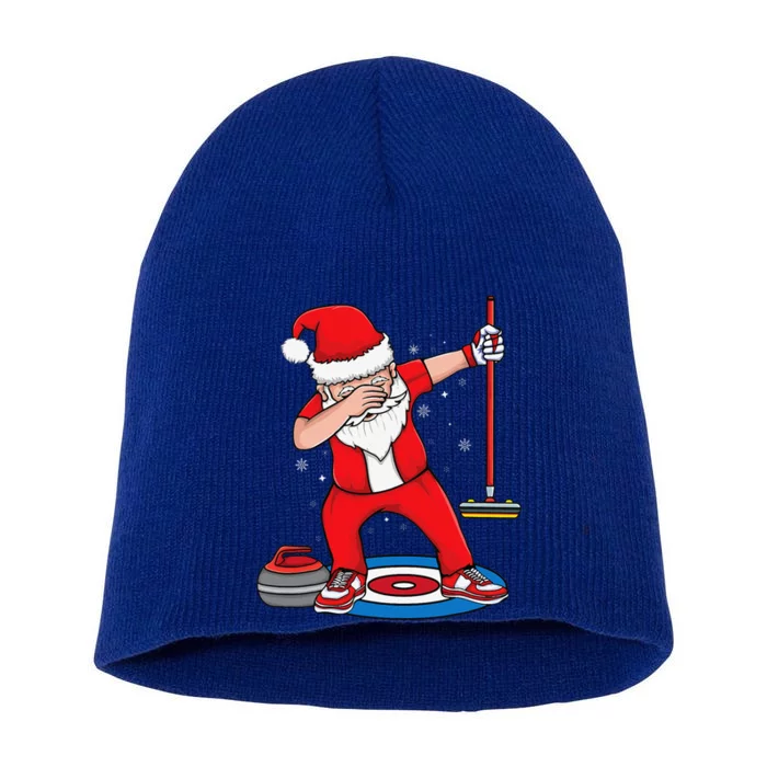 Dabbing Santa Curling Player Curling Broom Curler Curling Short Acrylic Beanie