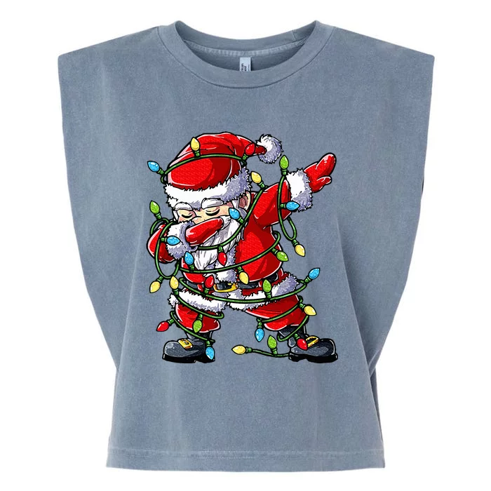 Dabbing Santa Christmas Tree Lights Xmas Gifts Garment-Dyed Women's Muscle Tee