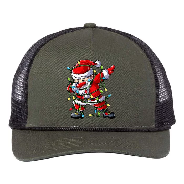 Dabbing Santa Christmas Tree Lights Xmas Gifts Retro Rope Trucker Hat Cap