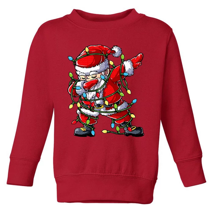 Dabbing Santa Christmas Tree Lights Xmas Gifts Toddler Sweatshirt