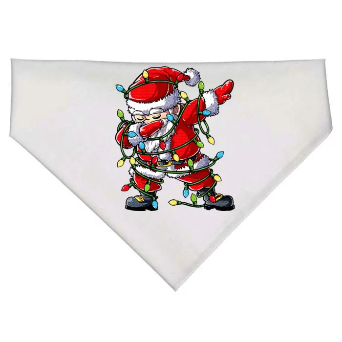 Dabbing Santa Christmas Tree Lights Xmas Gifts USA-Made Doggie Bandana