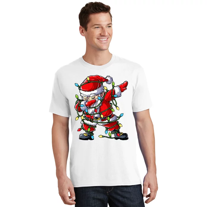 Dabbing Santa Christmas Tree Lights Xmas Gifts T-Shirt