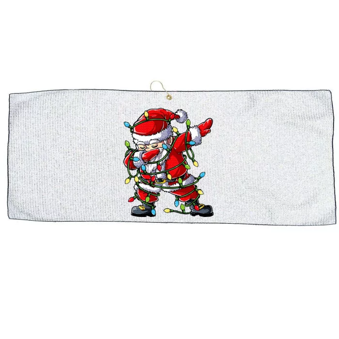 Dabbing Santa Christmas Tree Lights Xmas Gifts Large Microfiber Waffle Golf Towel