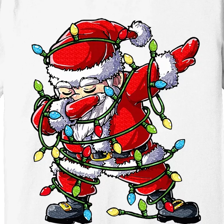 Dabbing Santa Christmas Tree Lights Xmas Gifts Premium T-Shirt