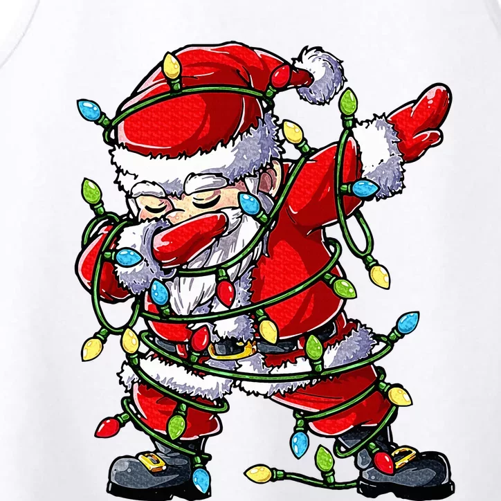 Dabbing Santa Christmas Tree Lights Xmas Gifts Performance Tank