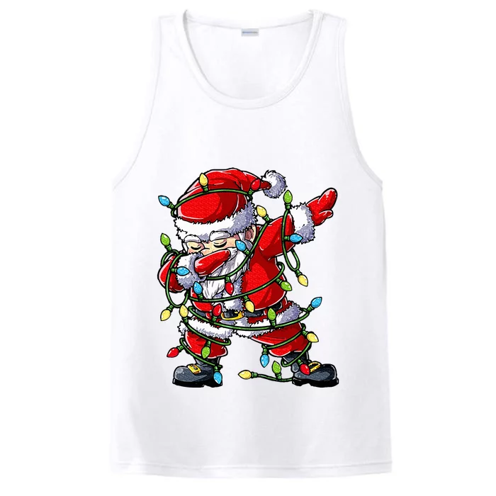 Dabbing Santa Christmas Tree Lights Xmas Gifts Performance Tank