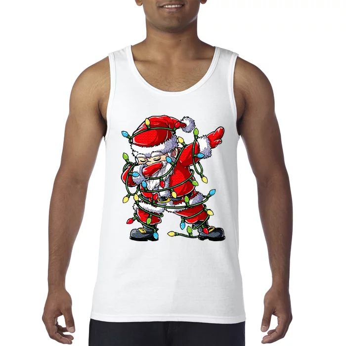 Dabbing Santa Christmas Tree Lights Xmas Gifts Tank Top