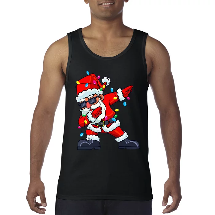 Dabbing Santa Claus Christmas Tree Lights Kids Dab Xmas Tank Top