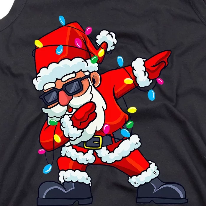 Dabbing Santa Claus Christmas Tree Lights Kids Dab Xmas Tank Top