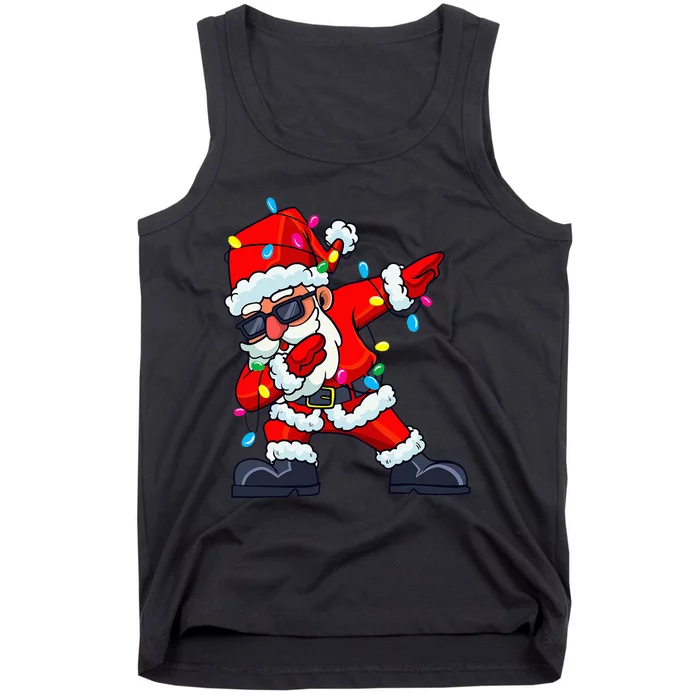 Dabbing Santa Claus Christmas Tree Lights Kids Dab Xmas Tank Top