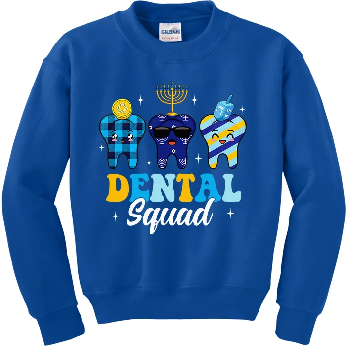 Dental Squad Cute Teeth Dreidel Menorah Jewish Hanukkah Kids Sweatshirt