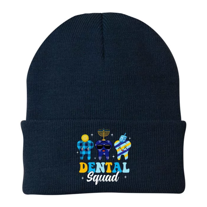 Dental Squad Cute Teeth Dreidel Menorah Jewish Hanukkah Knit Cap Winter Beanie