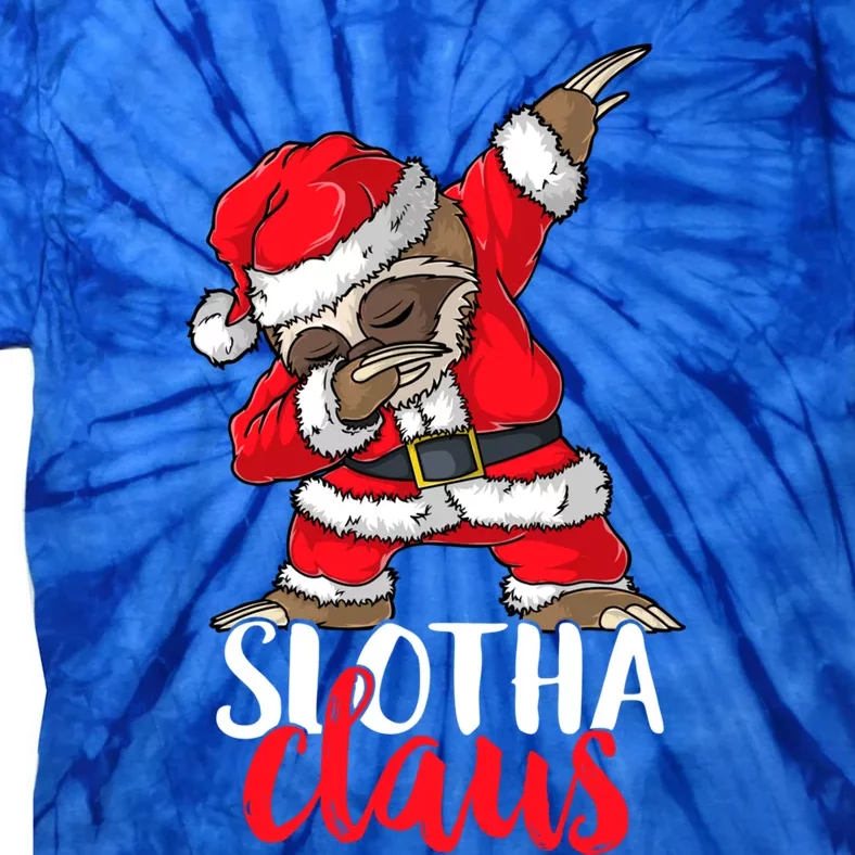 Dabbing Slotha Claus Merry Slothmas Christmas Pajama Meaningful Gift Tie-Dye T-Shirt