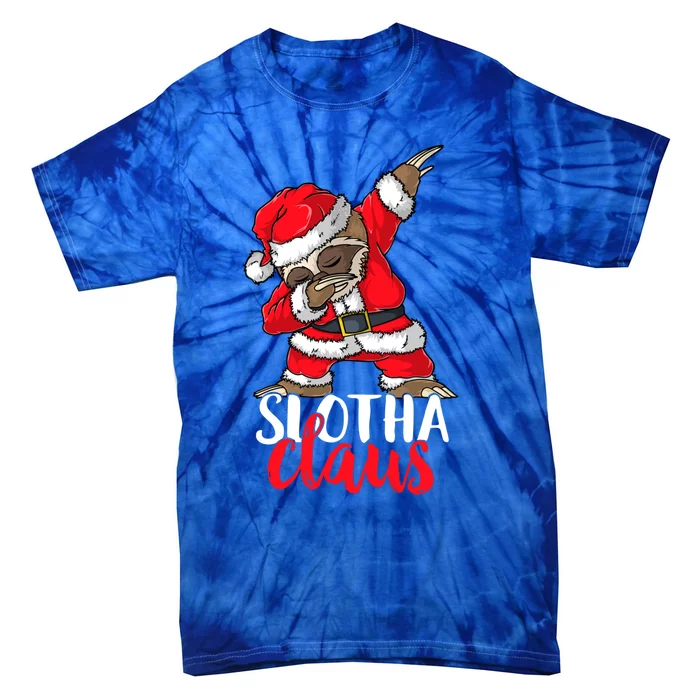 Dabbing Slotha Claus Merry Slothmas Christmas Pajama Meaningful Gift Tie-Dye T-Shirt