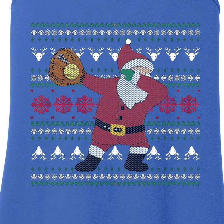 Dabbing Santa Christmas Softball Ladies Essential Tank