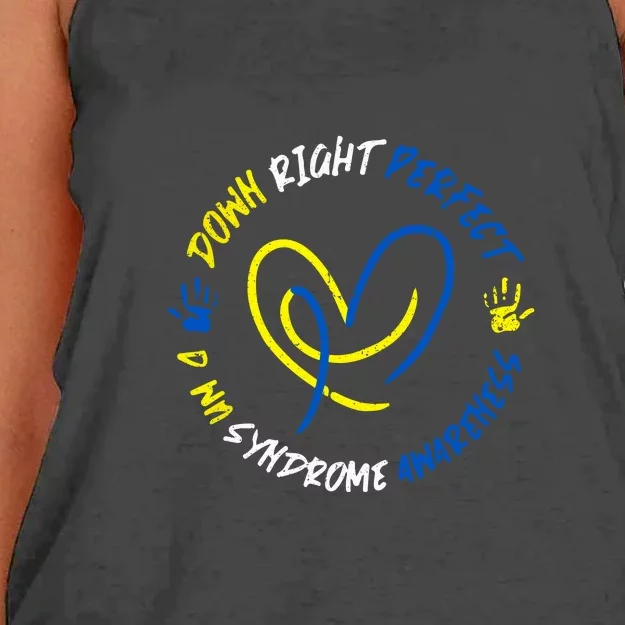 Down Syndrome Down Right Perfect Awareness Trisomy 21 Gift Women's Knotted Racerback Tank