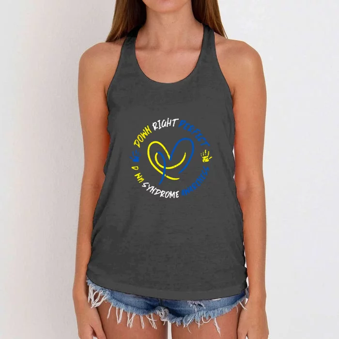 Down Syndrome Down Right Perfect Awareness Trisomy 21 Gift Women's Knotted Racerback Tank