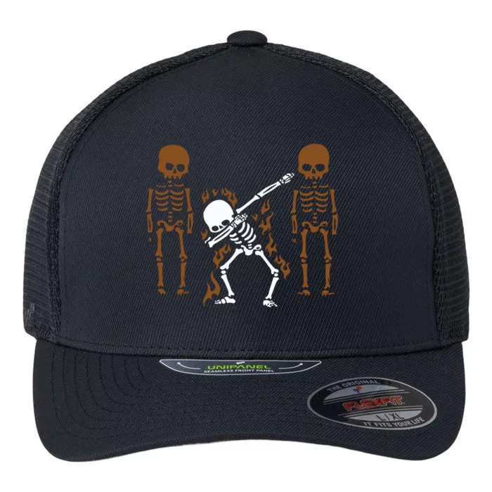 Dabbing Skeleton Dab Dance Halloween Gift Flexfit Unipanel Trucker Cap