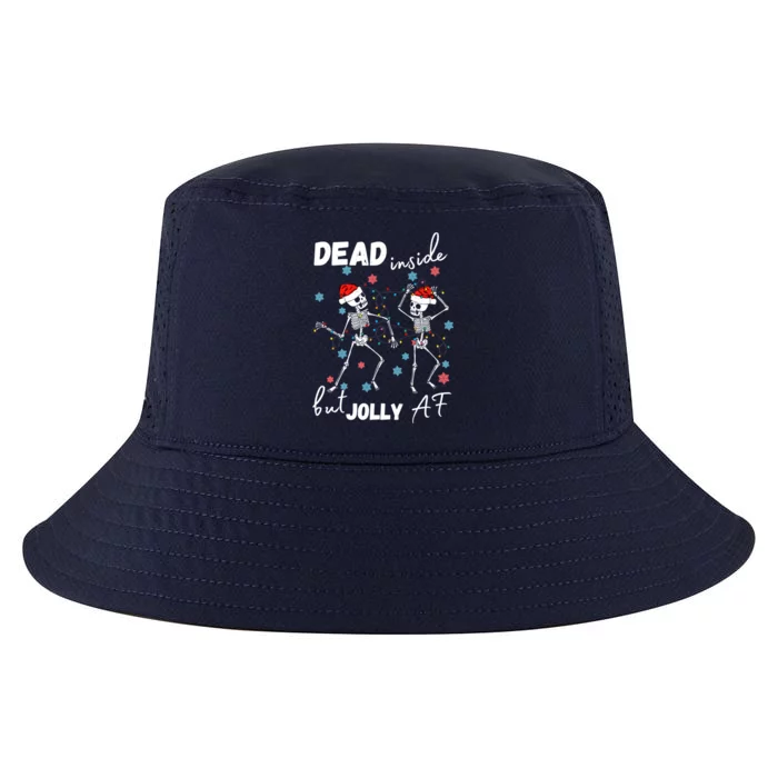 Dancing Skeleton Dead Inside But Jolly Af Christmas Costume Cute Gift Cool Comfort Performance Bucket Hat