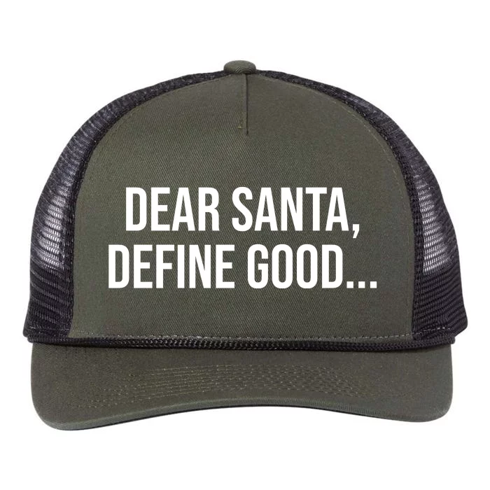 Dear Santa Define Good Funny Christmas Retro Rope Trucker Hat Cap