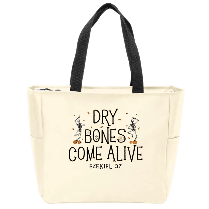 Dancing Skeleton Dry Bones Come Alive Halloween Christian Zip Tote Bag