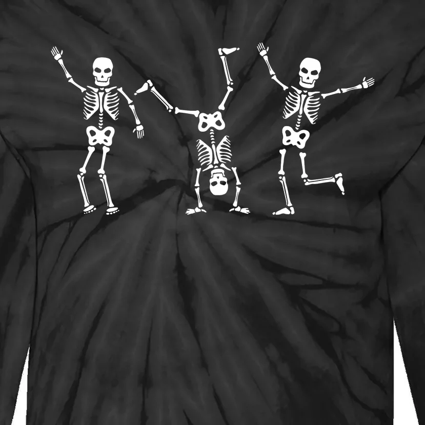 Dancing Skeleton Dance Challenge Halloween Scary Skeleton Tie-Dye Long Sleeve Shirt