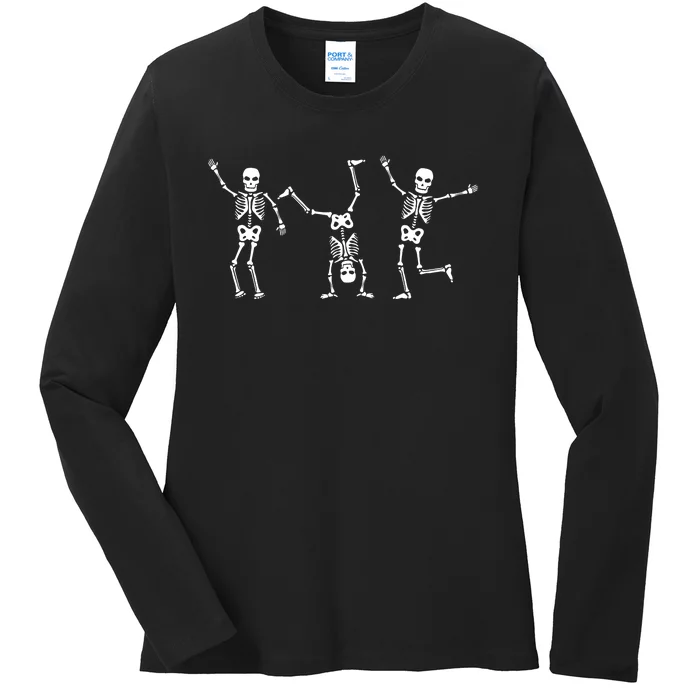 Dancing Skeleton Dance Challenge Halloween Scary Skeleton Ladies Long Sleeve Shirt