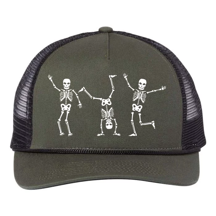 Dancing Skeleton Dance Challenge Halloween Scary Skeleton Retro Rope Trucker Hat Cap