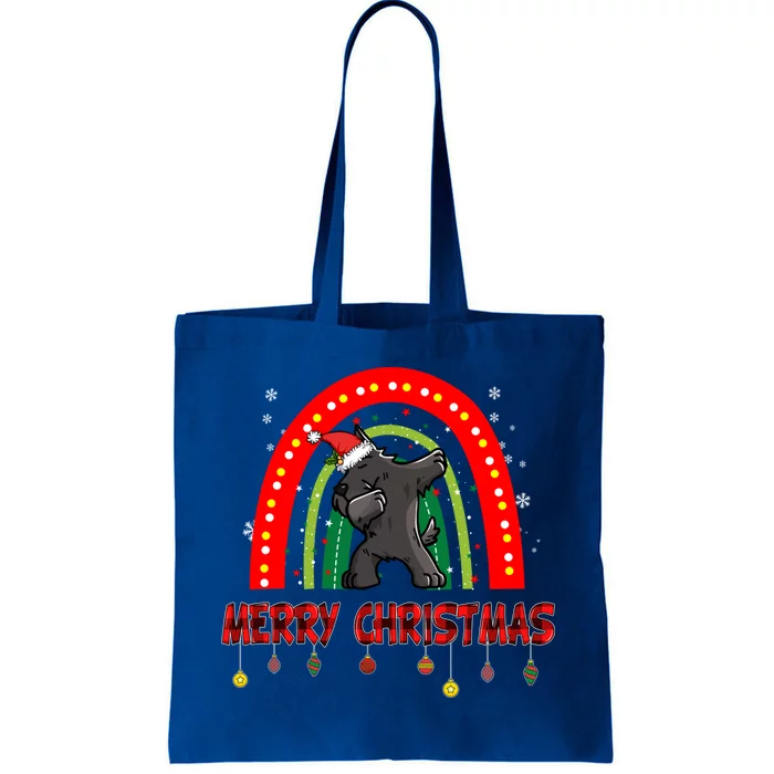 Dabbing Scottie Dog Lover Pet Santa Hat Rainbow Christmas Gift Tote Bag