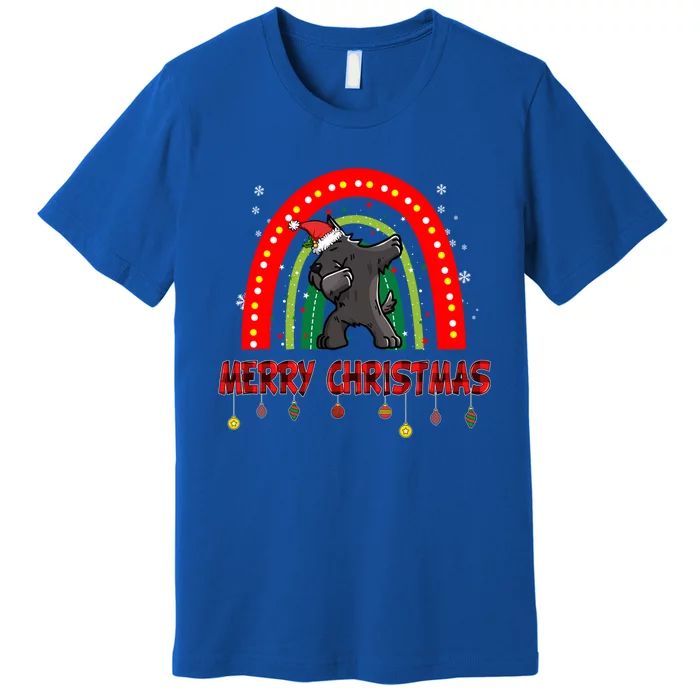 Dabbing Scottie Dog Lover Pet Santa Hat Rainbow Christmas Gift Premium T-Shirt