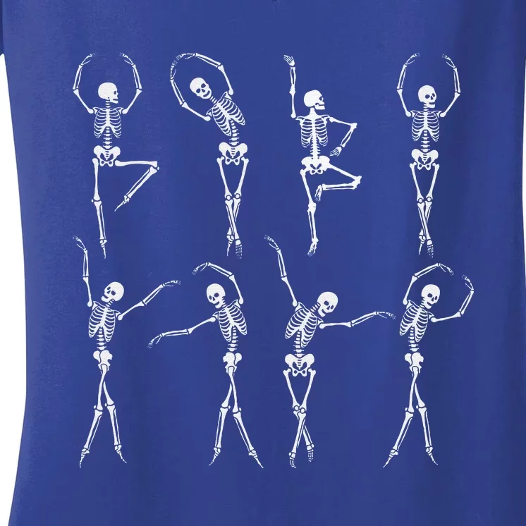 Dancing Skeleton Dance Scary Halloween Women's V-Neck T-Shirt