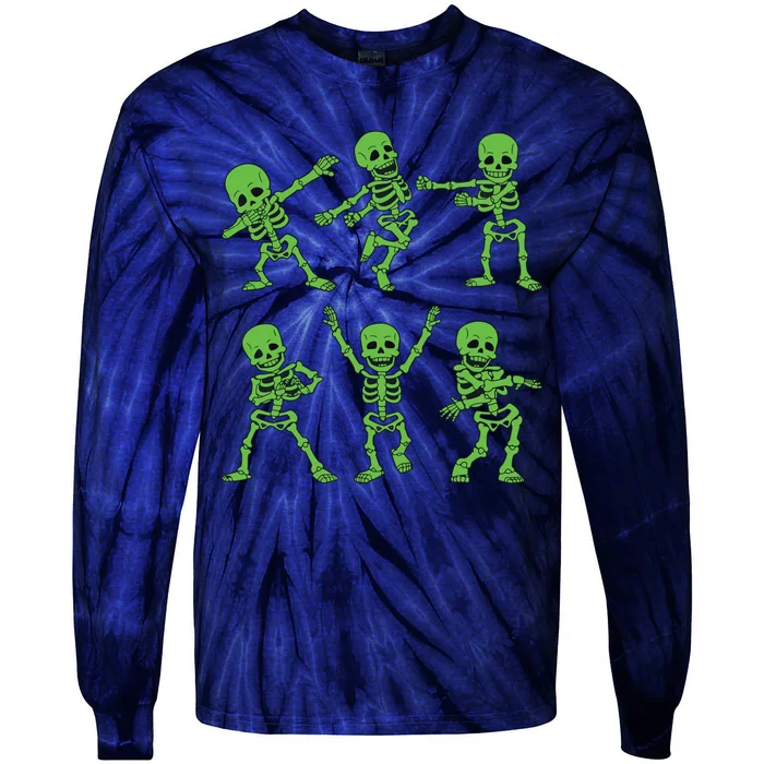 Dancing Skeletons Dance Challenge Girl Halloween Tie-Dye Long Sleeve Shirt