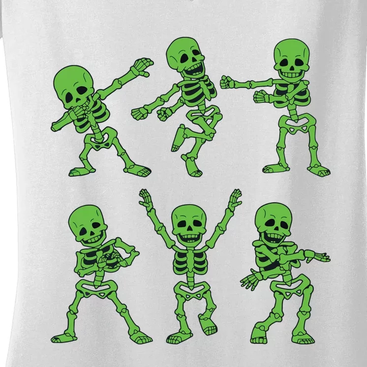 Dancing Skeletons Dance Challenge Girl Halloween Women's V-Neck T-Shirt