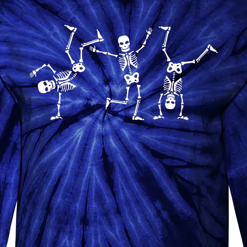 Dancing Skeletons Dance Challenge Halloween Scary Skeleton Tie-Dye Long Sleeve Shirt