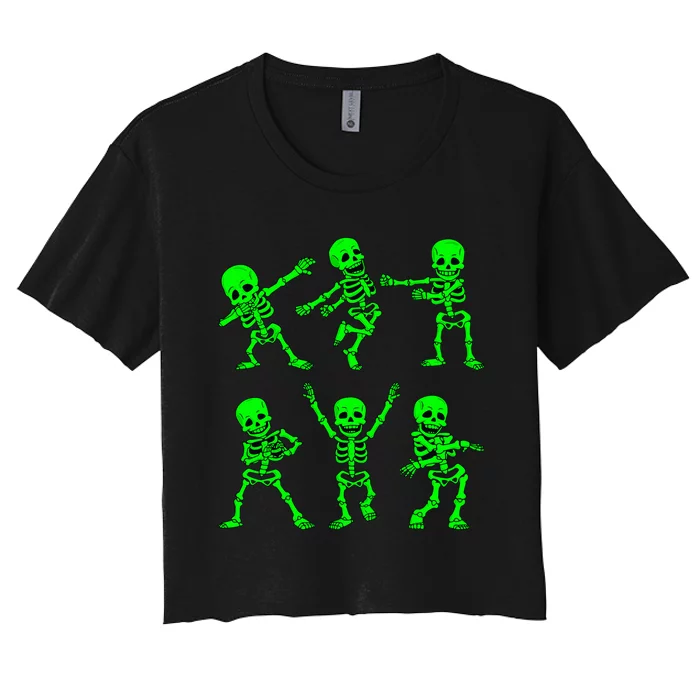 Dancing Skeletons Dance Challenge Halloween Women's Crop Top Tee