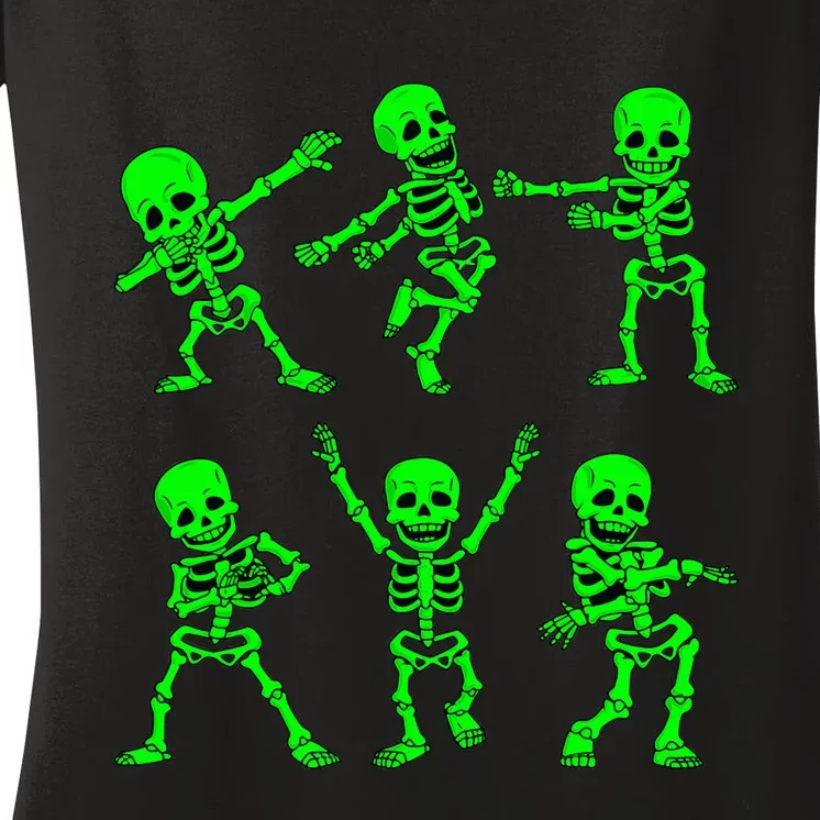 Dancing Skeletons Dance Challenge Halloween Women's V-Neck T-Shirt