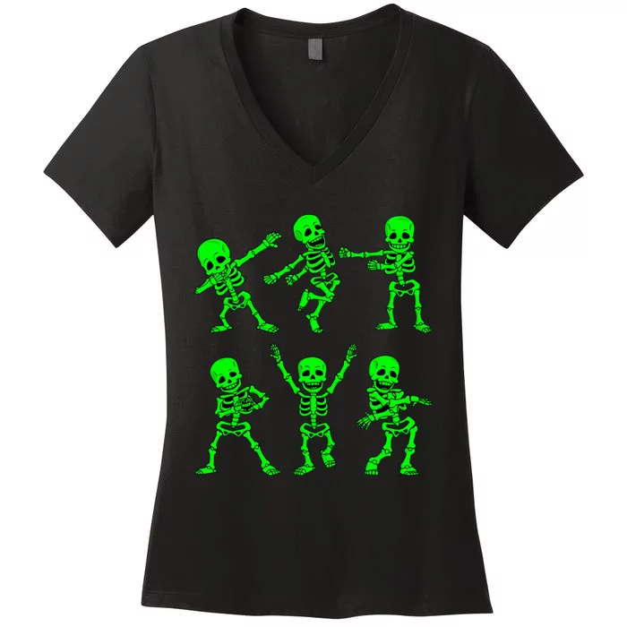 Dancing Skeletons Dance Challenge Halloween Women's V-Neck T-Shirt