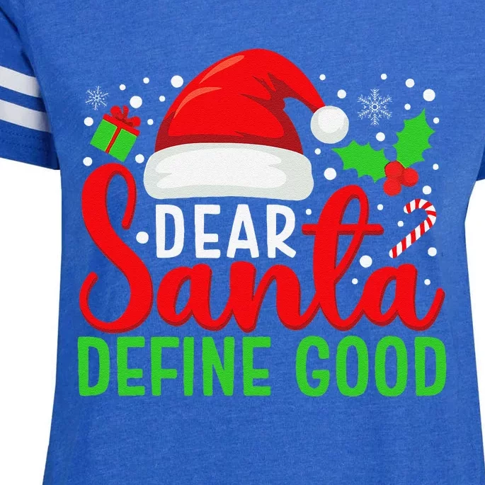 Dear Santa Define Good Matching Family Christmas Pajamas Enza Ladies Jersey Football T-Shirt