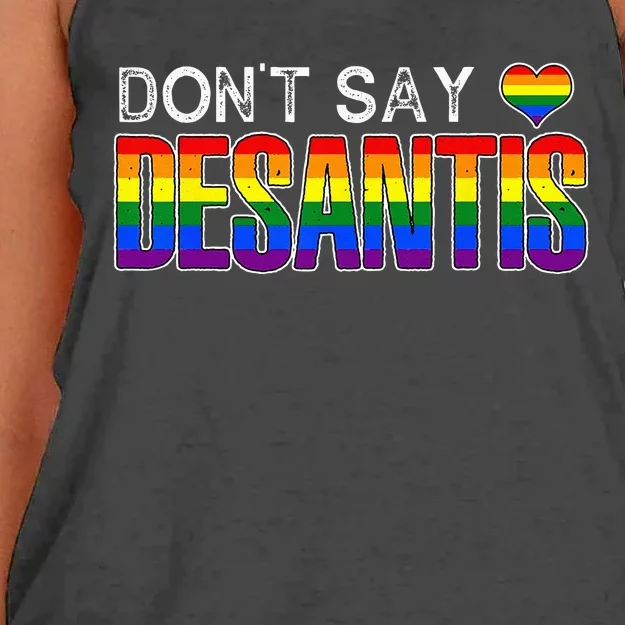 Dont Say DeSantis Anti Liberal Florida Say Gay LGBTQ Pride Women's Knotted Racerback Tank