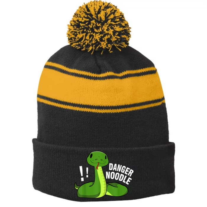 Dangerous Snake Danger Noodle Stripe Pom Pom Beanie